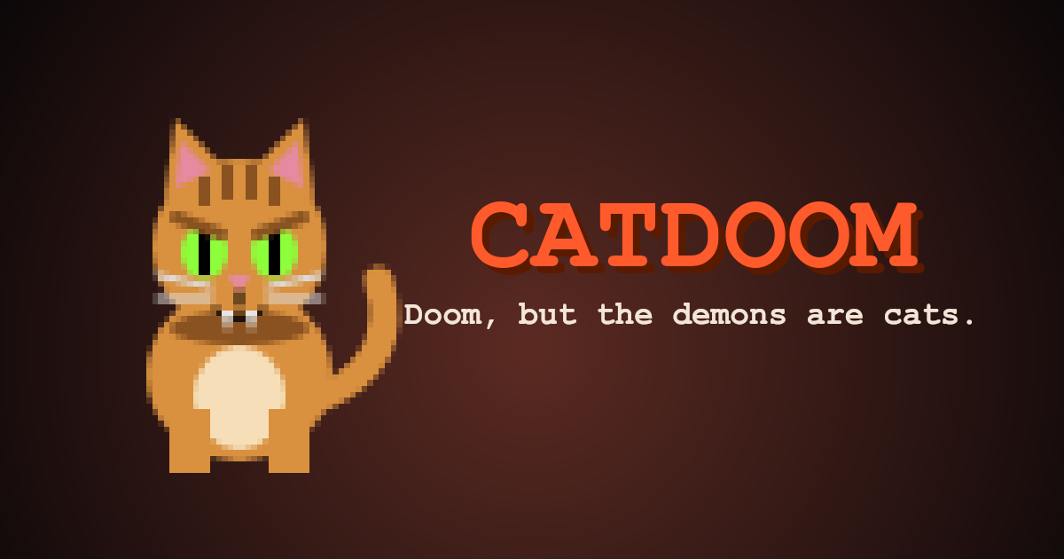 CatDoom Classic: a pixel-art tabby glaring next to the CATDOOM logo